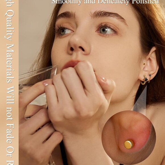 Stud Earrings Small Gold Hoop Earrings Set for Women - Picture 5 of 6